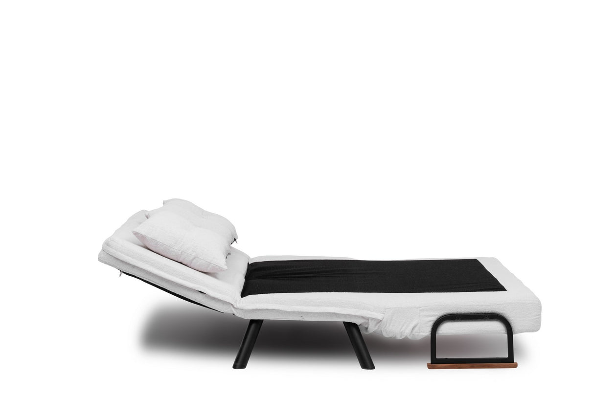 Schlafsofa Elfenbeinfarbener Bouclé-Zweisitzer – Sando
