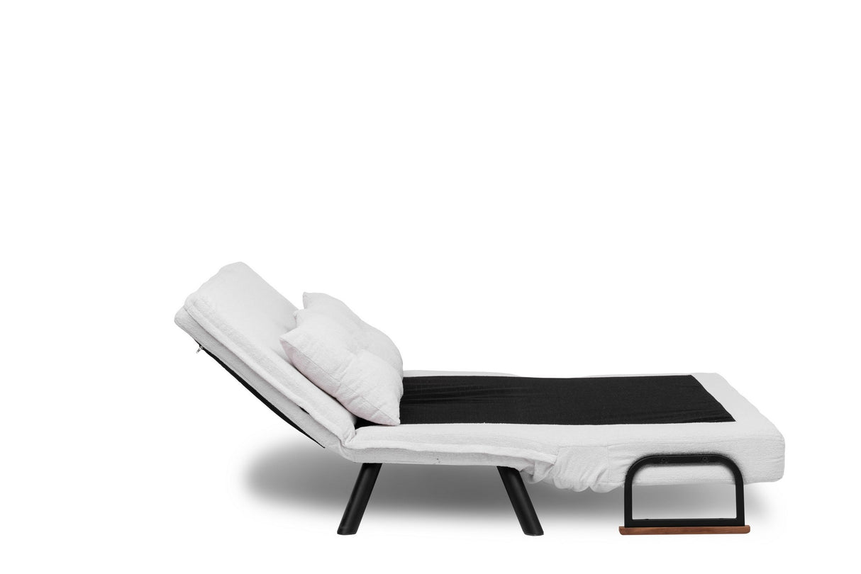Schlafsofa Elfenbeinfarbener Bouclé-Zweisitzer – Sando