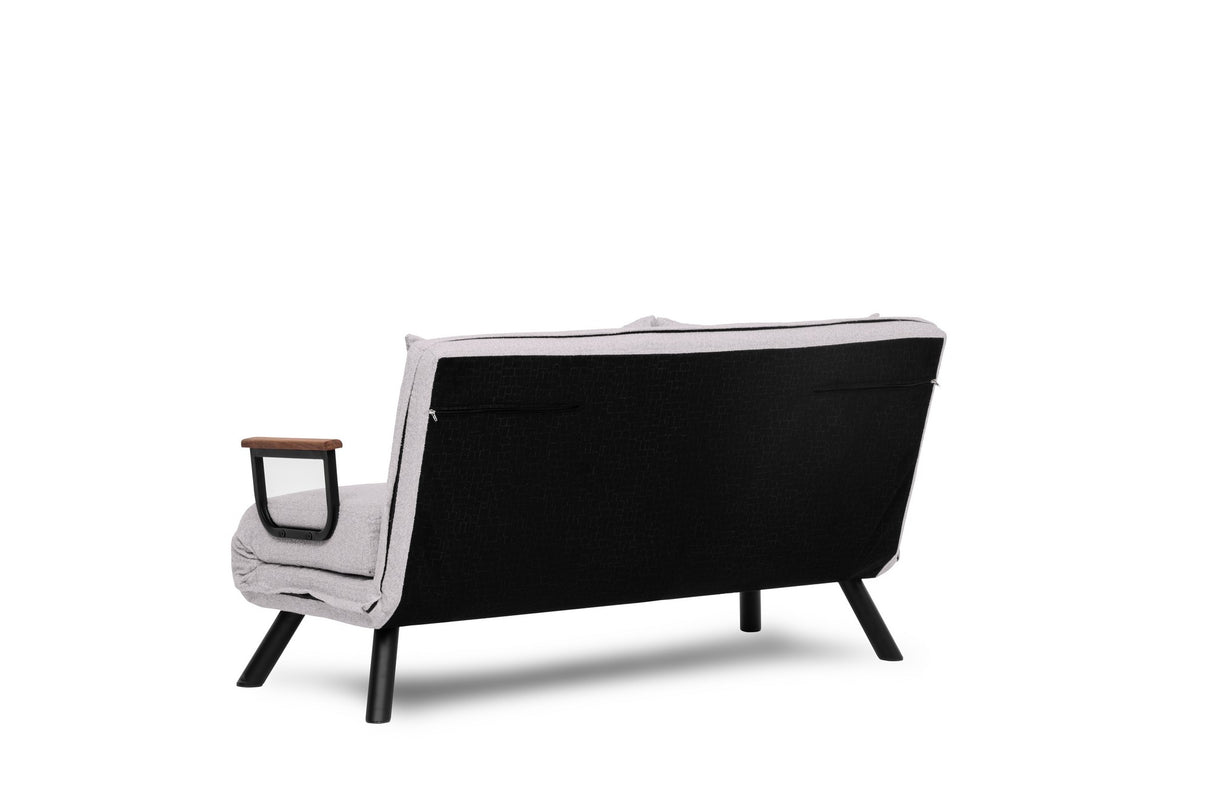 Schlafsofa Elfenbeinfarbener Bouclé-Zweisitzer – Sando