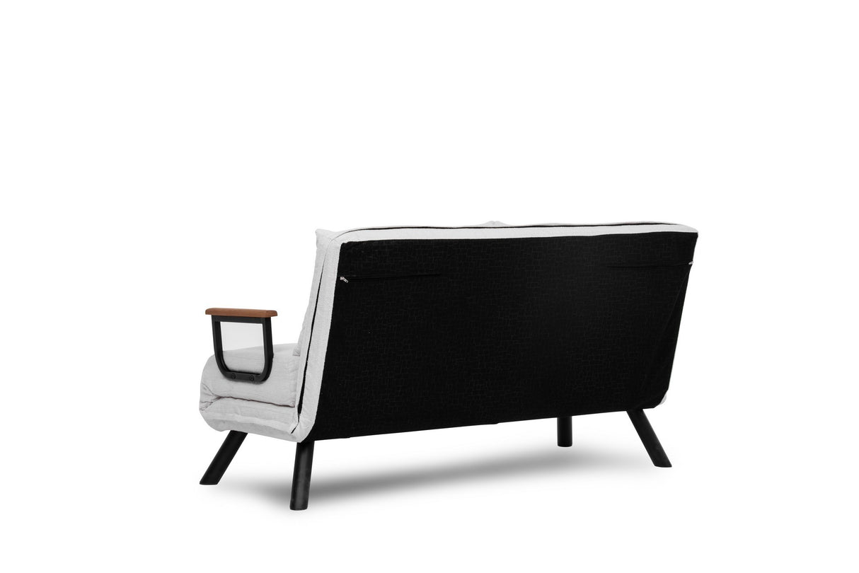 Schlafsofa Elfenbeinfarbener Bouclé-Zweisitzer – Sando