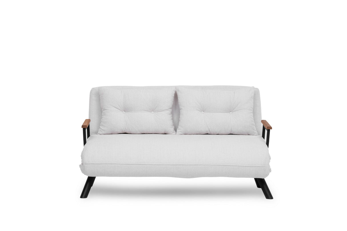 Schlafsofa Elfenbeinfarbener Bouclé-Zweisitzer – Sando