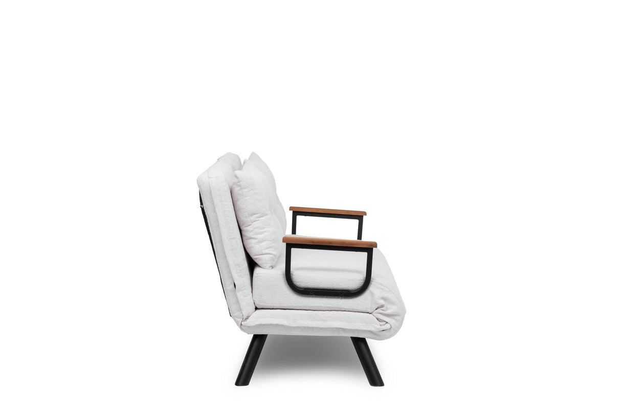 Schlafsofa Elfenbeinfarbener Bouclé-Zweisitzer – Sando
