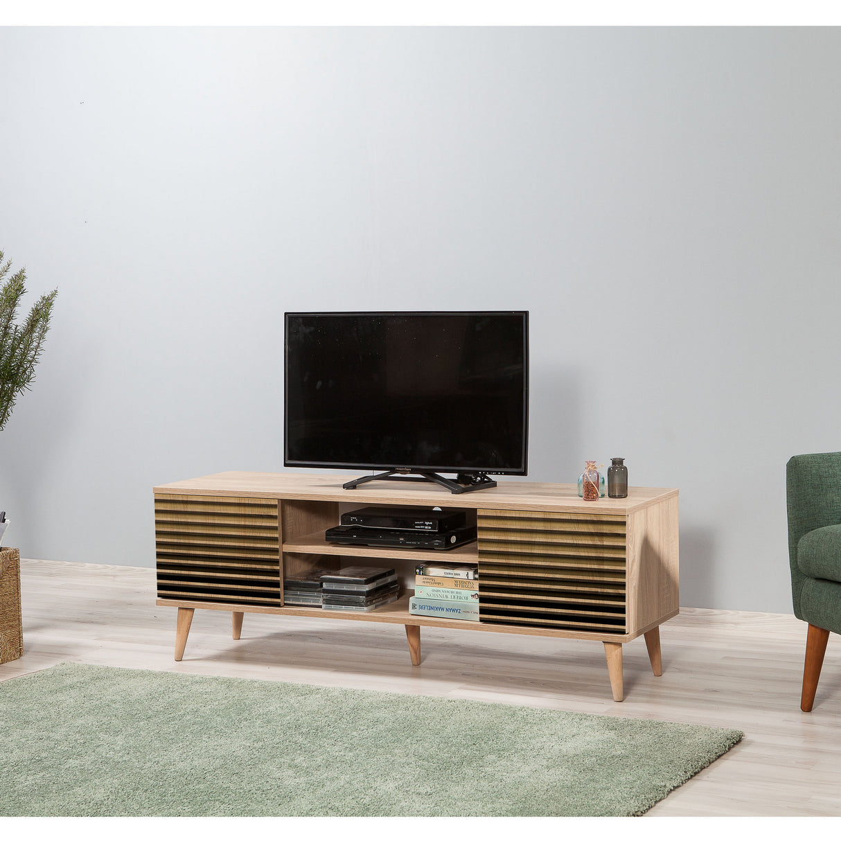 TV-Möbel Truva Sonoma Eiche gestreiftes Melamin 140x50x40 cm