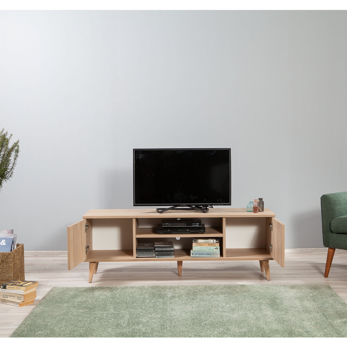 TV-Möbel Truva Sonoma Eiche gestreiftes Melamin 140x50x40 cm