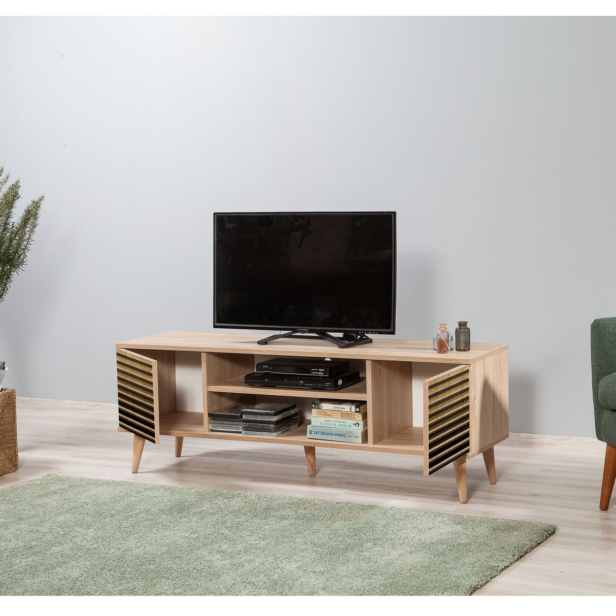 TV-Möbel Truva Sonoma Eiche gestreiftes Melamin 140x50x40 cm