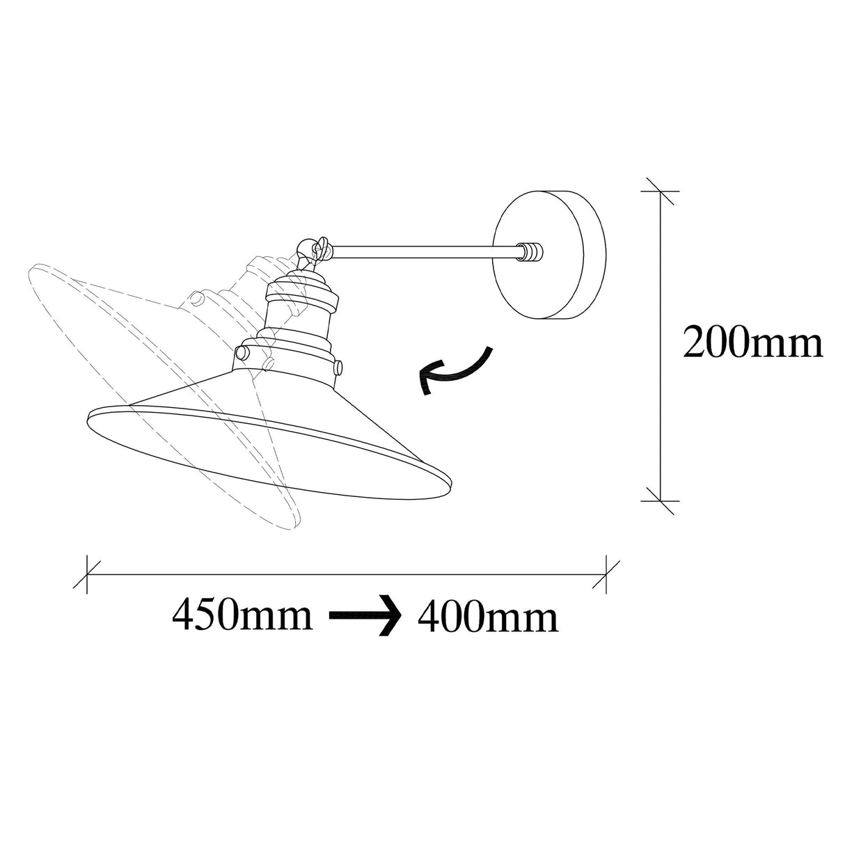 Wandleuchte Schwarz Gold Metall Schmiede