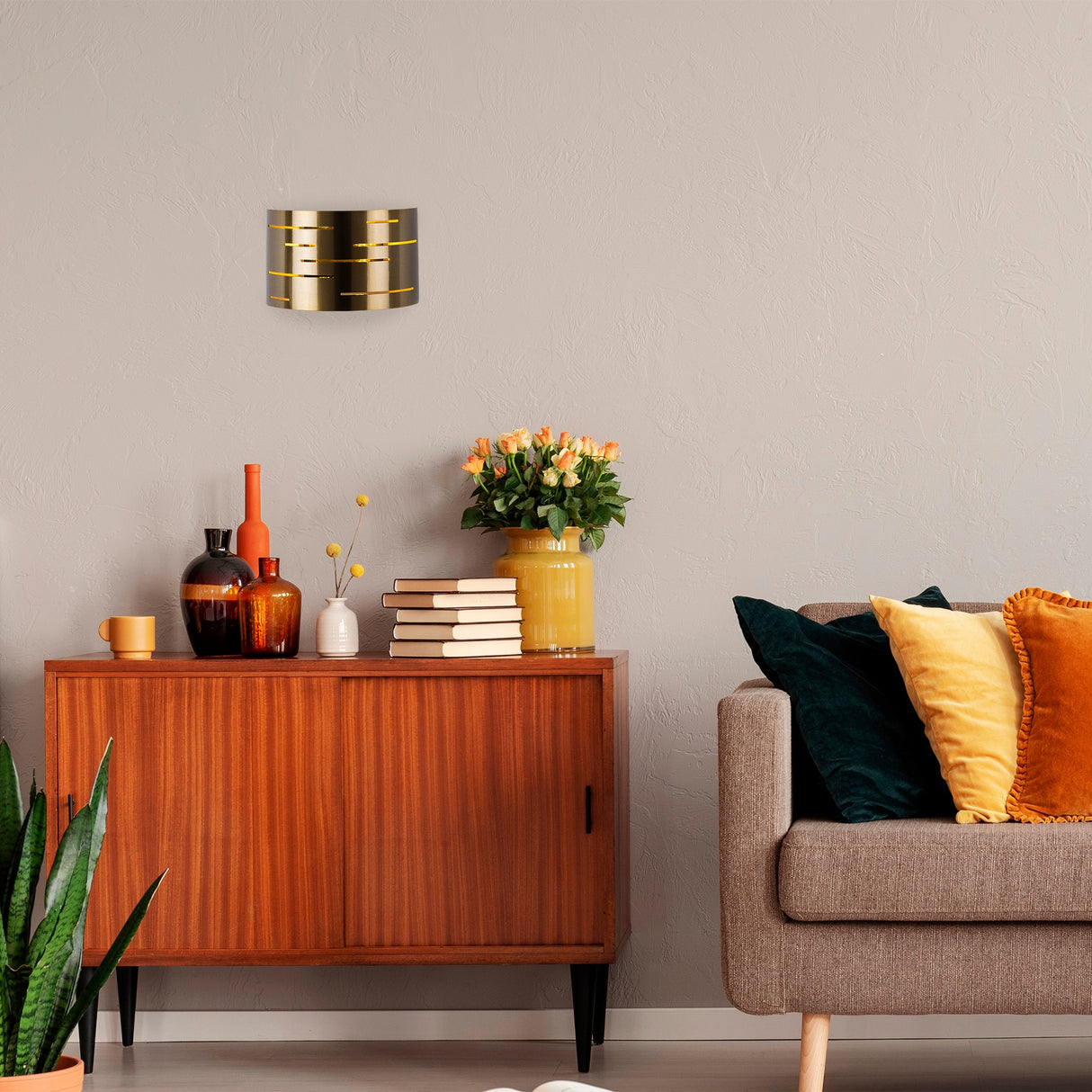 Wandleuchte 1-flammig bronzefarbenes Metall Mesa