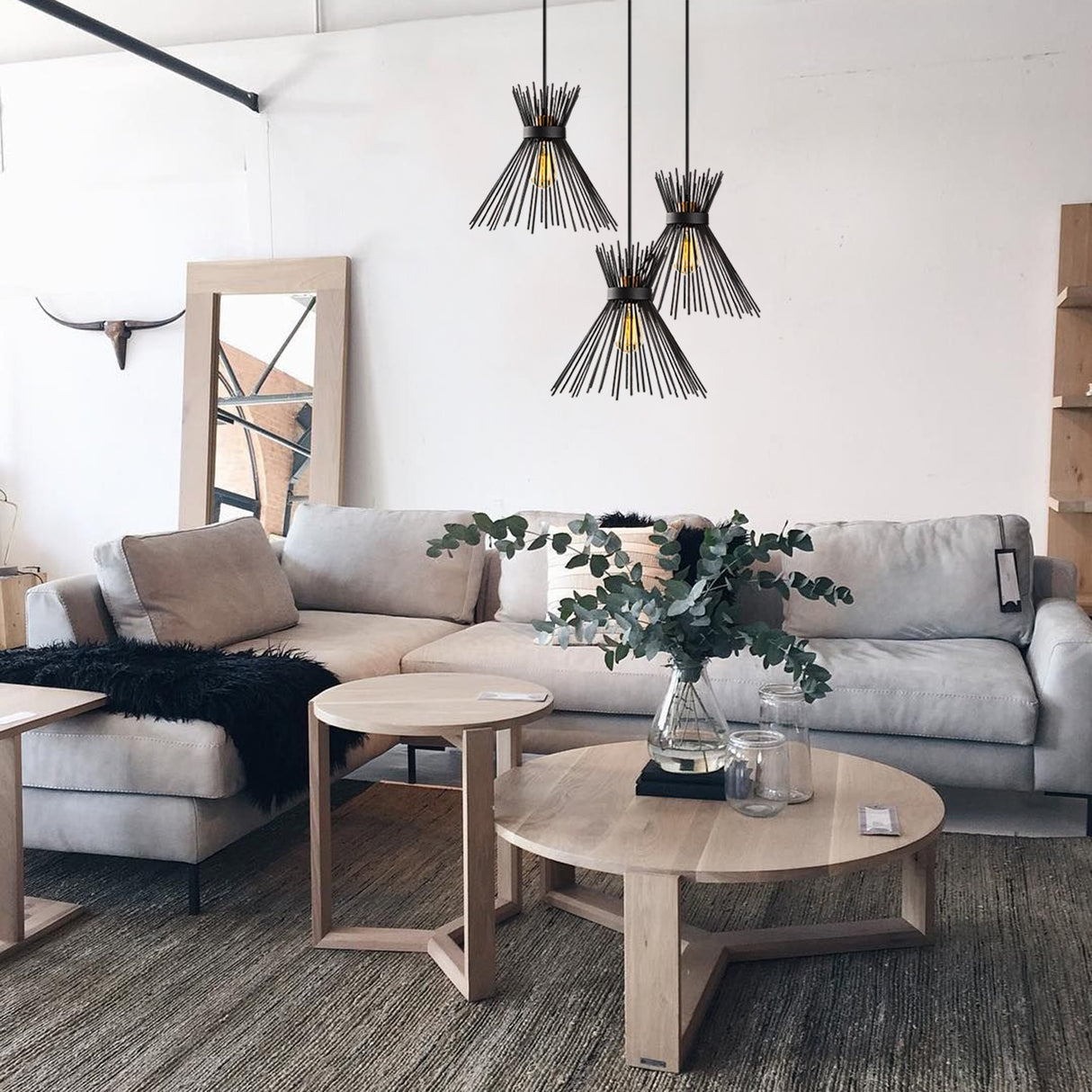 Hängelampe 3-flammig Gestuft Schwarz Metall Lyric