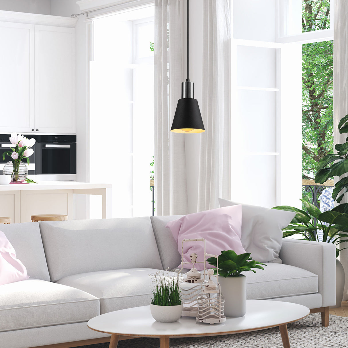 Hängelampe Schwarz Nickel Metall Velora