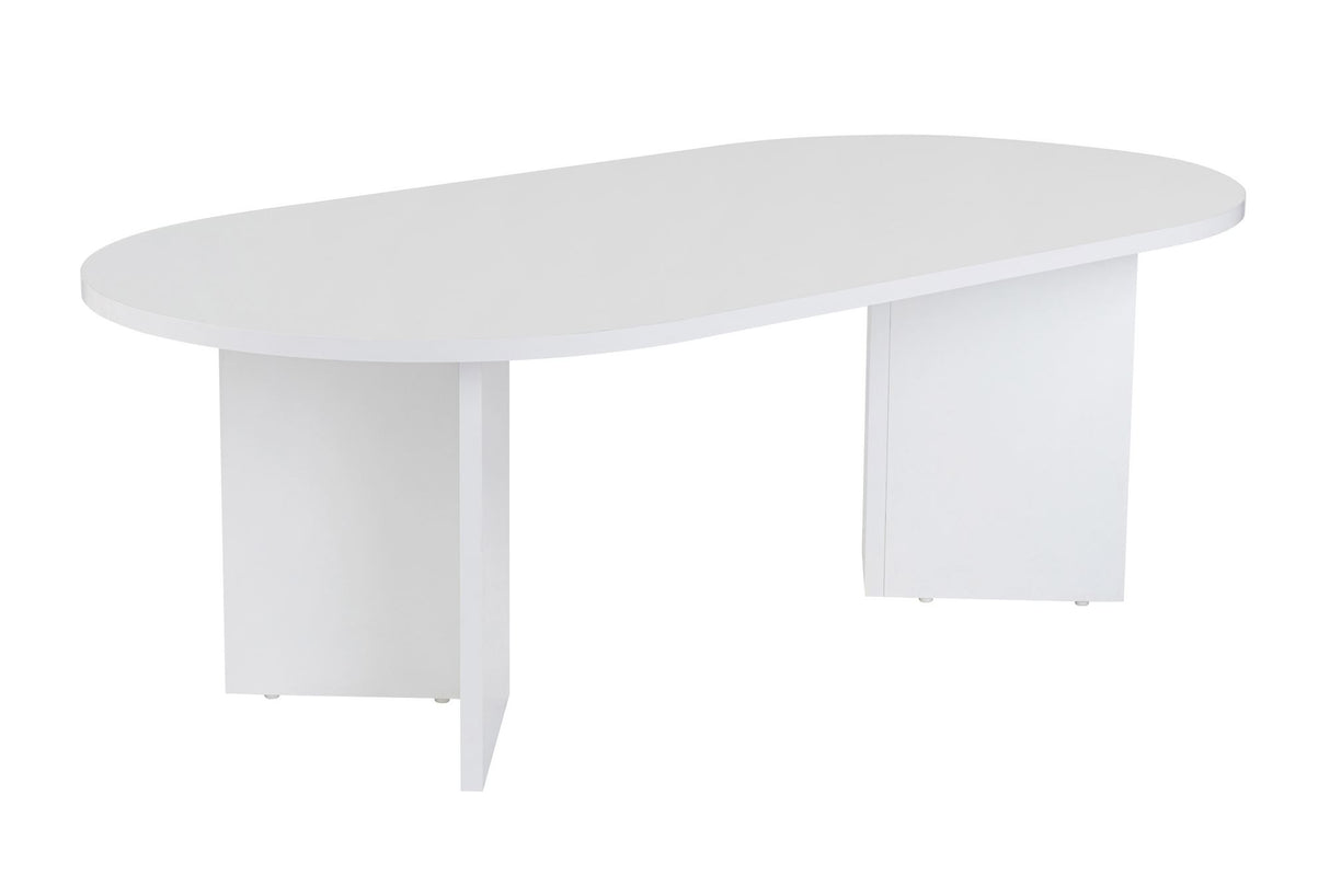 Couchtisch aus weißem Melamin in Bogenform Koda 119x60 cm