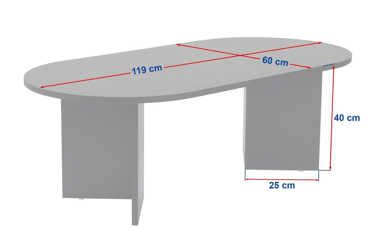 Couchtisch aus weißem Melamin in Bogenform Koda 119x60 cm