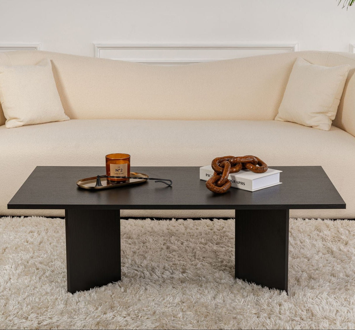 Rechteckiger Couchtisch Siban Schwarz Holzoptik - 119x60 cm