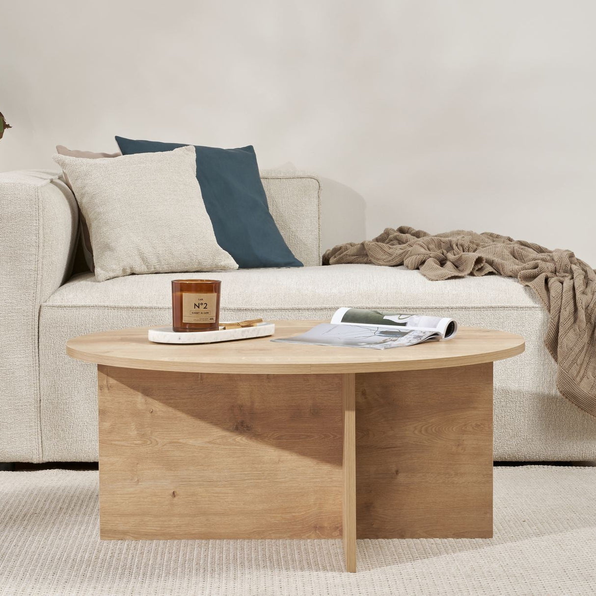 Runde Couchtisch Dakota Eiche Melamin 90x90x40 cm