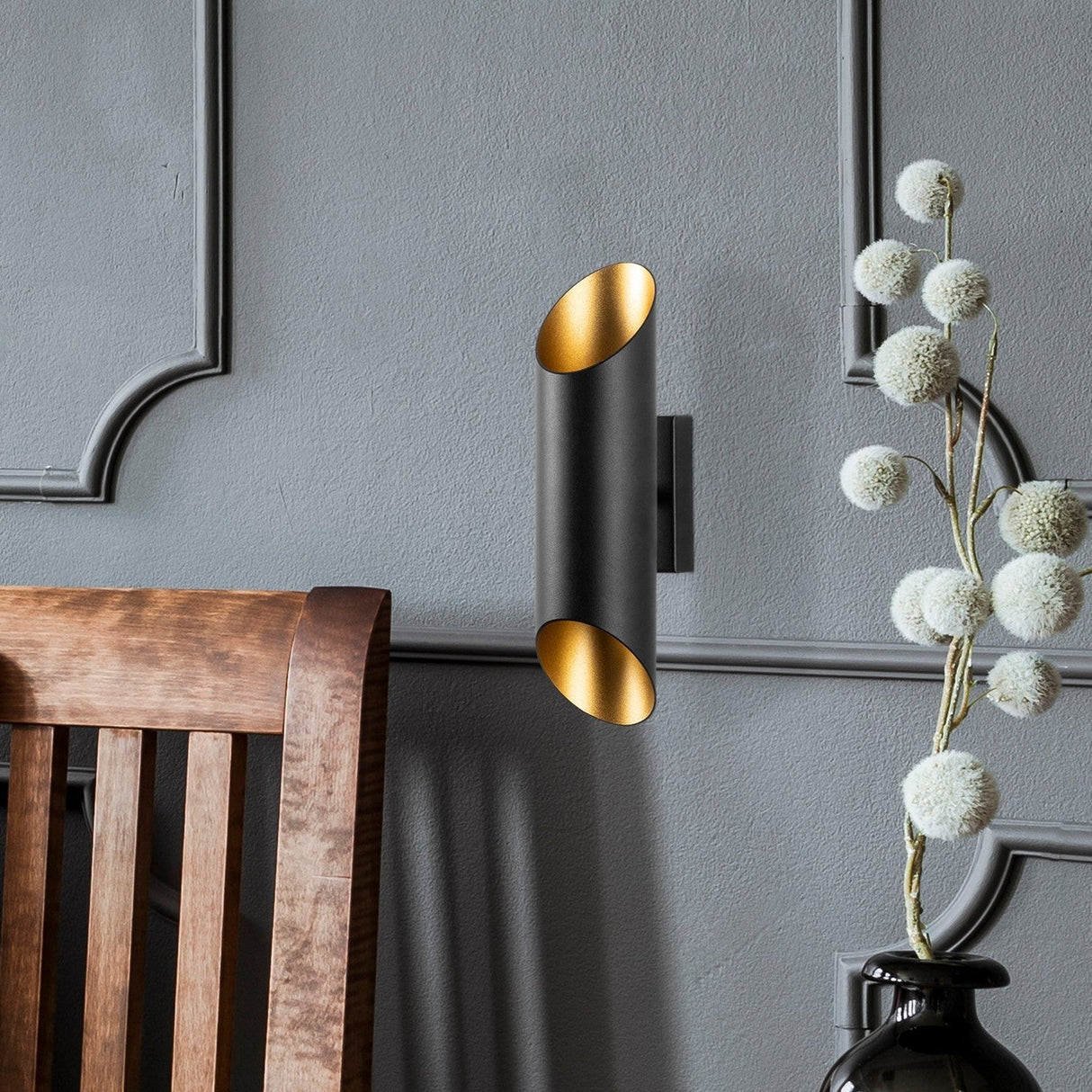 Wandleuchte Schwarz Gold Metall Juniper