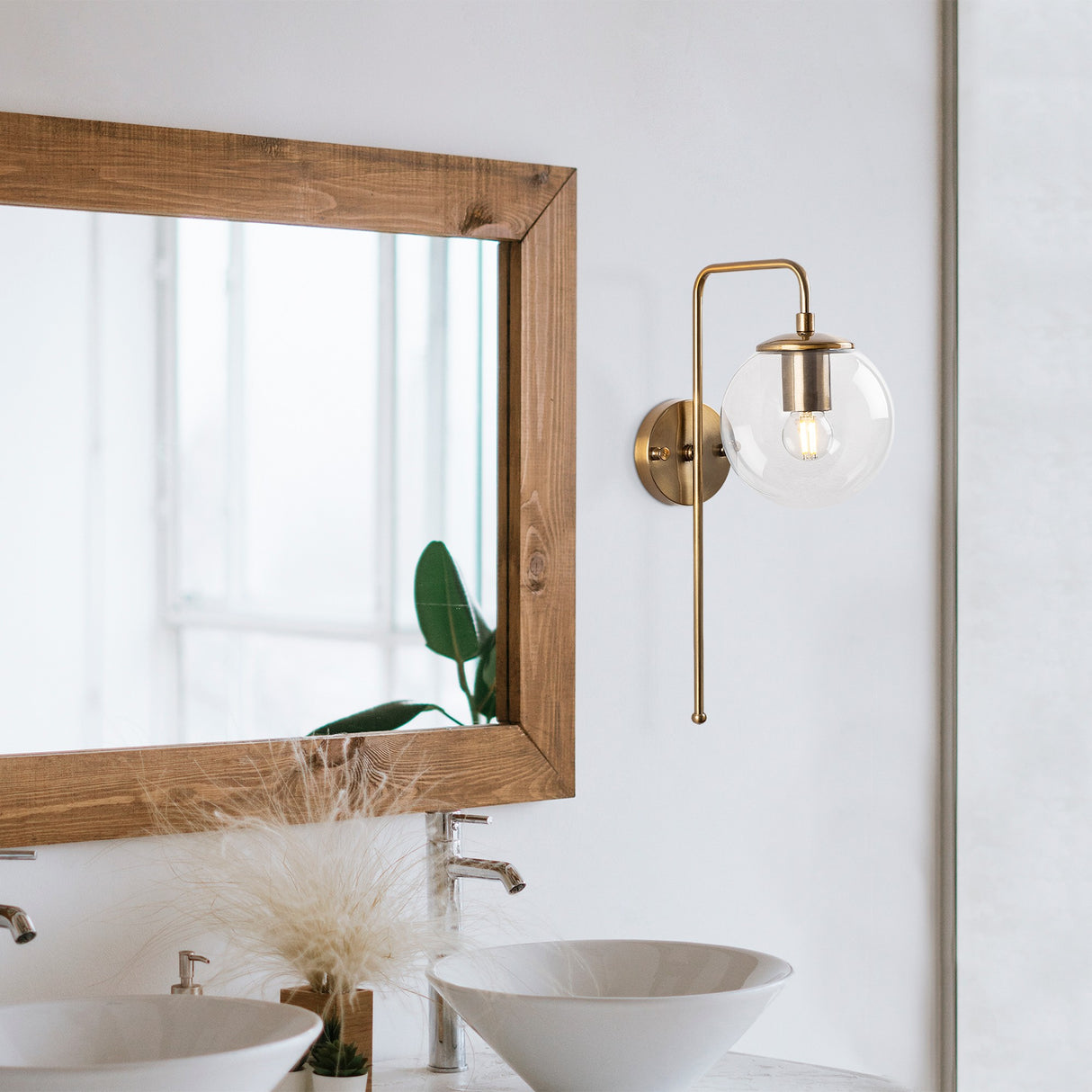 Wandleuchte 1-flammig bronzefarben mit klarem Glas Brim