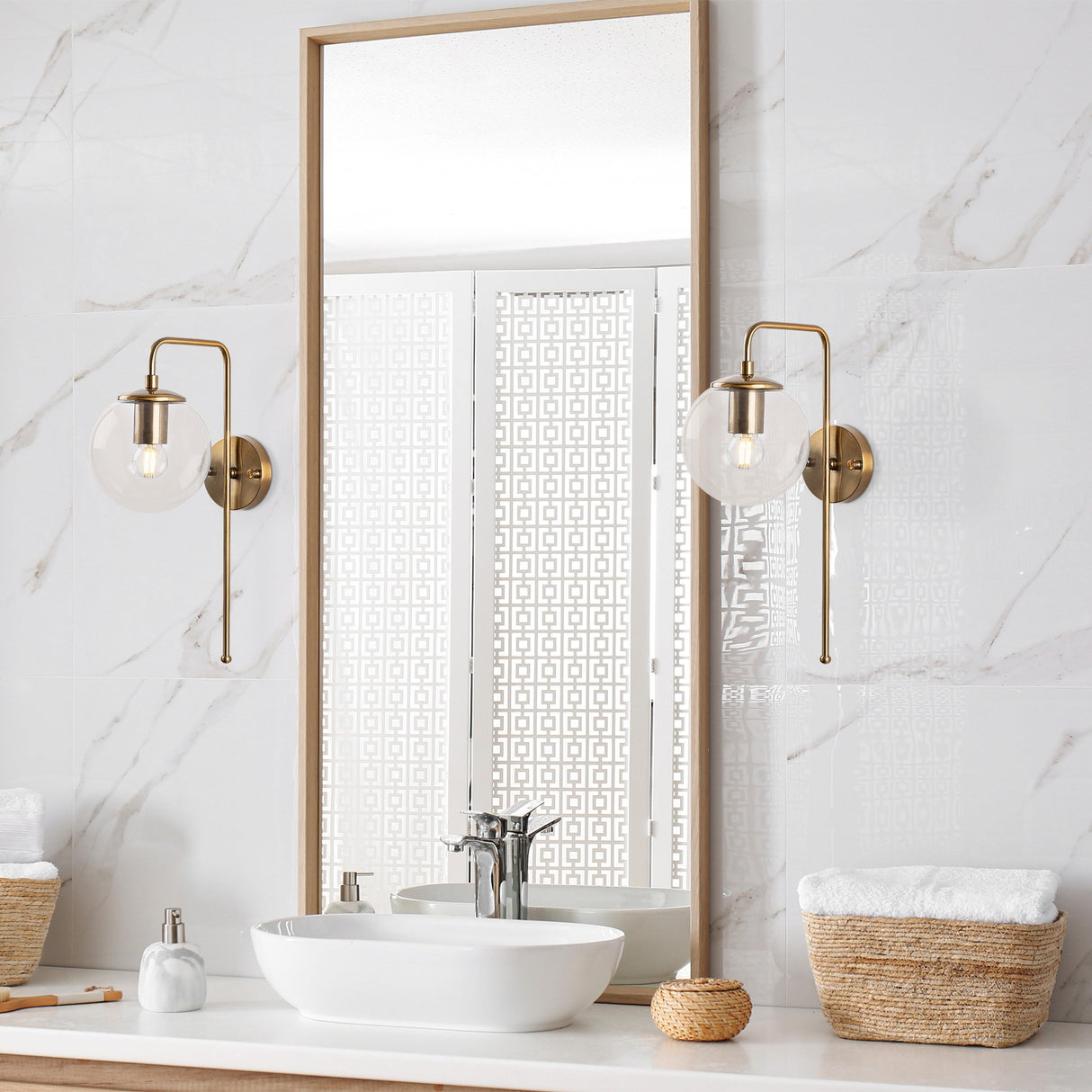 Wandleuchte 1-flammig bronzefarben mit klarem Glas Brim