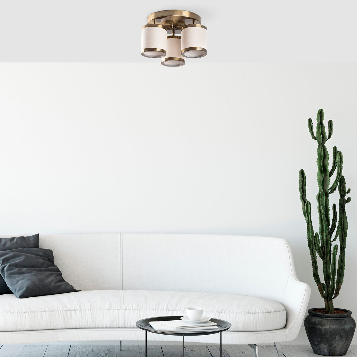 Deckenlampe bronzefarben Stoff Frost