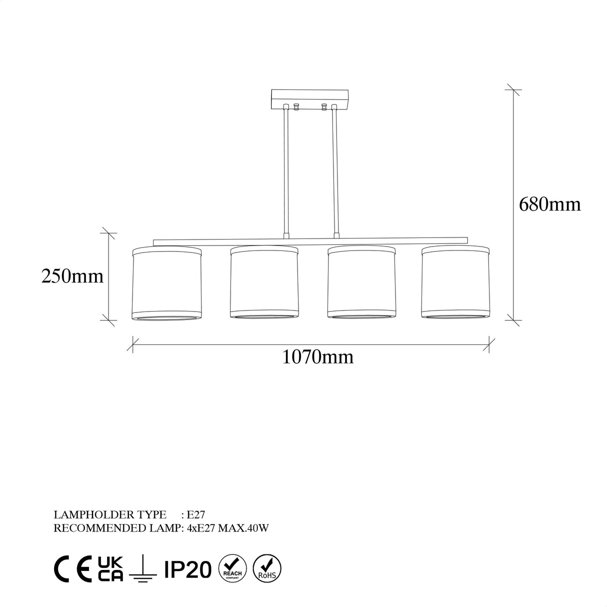 Hängeleuchte 4-flammig bronzefarben Stoff Frost