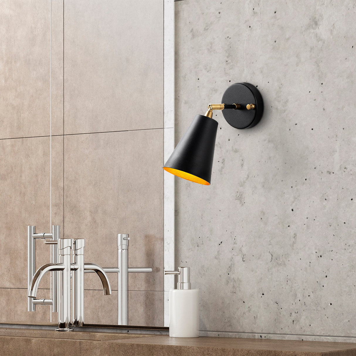 Wandleuchte Schwarz Gold Glas Gletscher