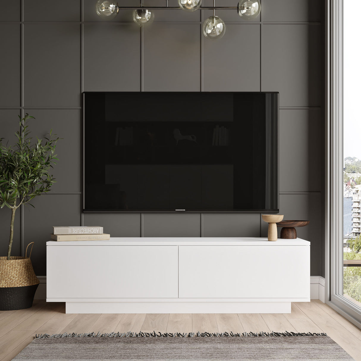 TV-Möbel Merida White Melamin 140x38.2x35,5 cm