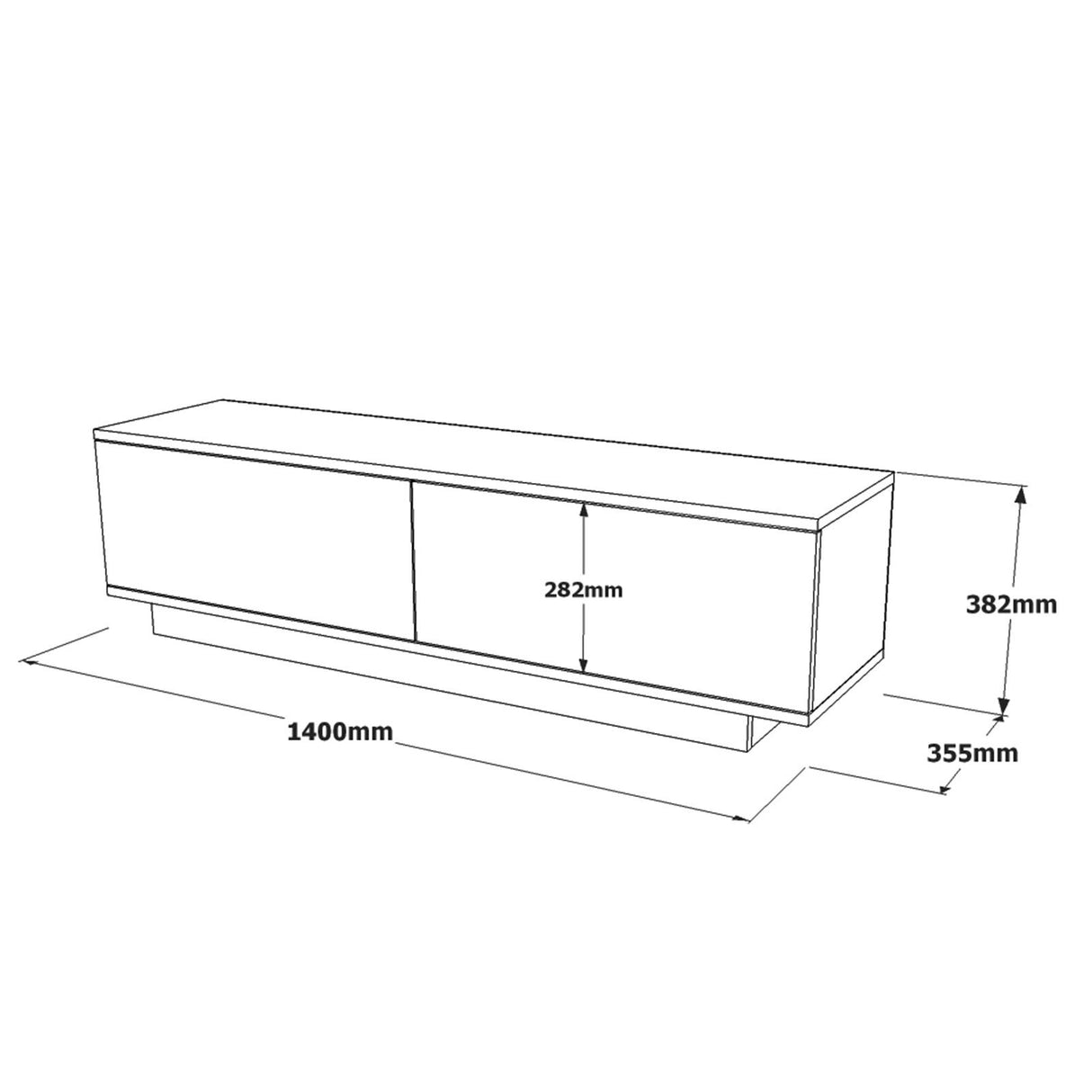 TV-Möbel Merida White Melamin 140x38.2x35,5 cm
