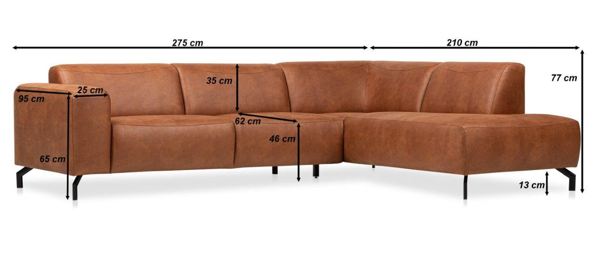 Ecksofa anthrazit robust eco-leder Barin - links