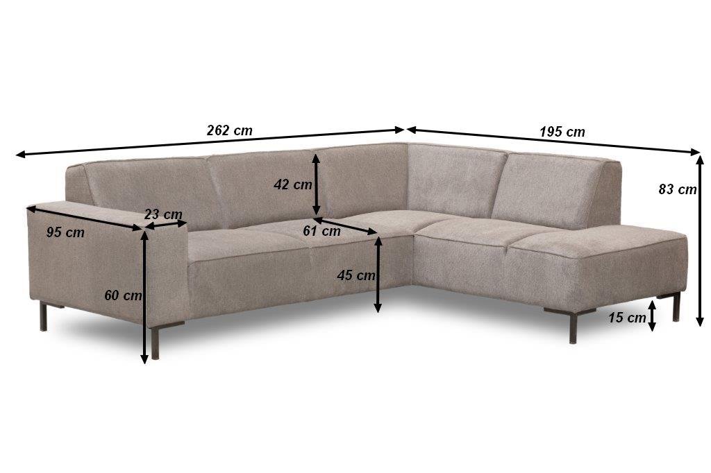 Ecksofa taupe Chenille gestickt Ravi – links