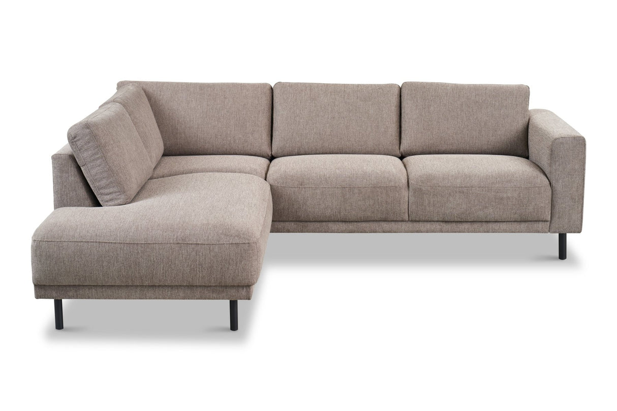 Moderner 3-Sitzer Ecksofa Rechts Taupe Stoff Aniko mit Liege 240x197x78 cm