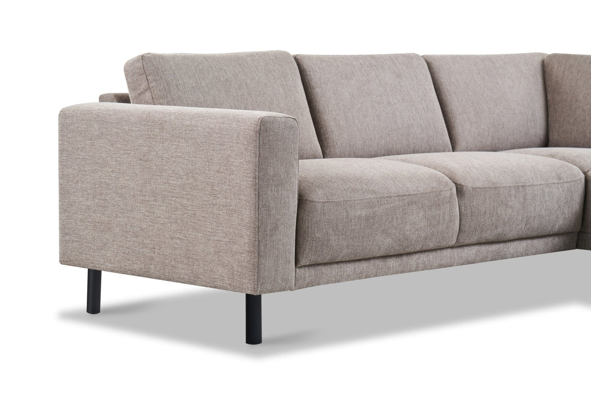 Moderner 3-Sitzer Ecksofa Rechts Taupe Stoff Aniko mit Liege 240x197x78 cm