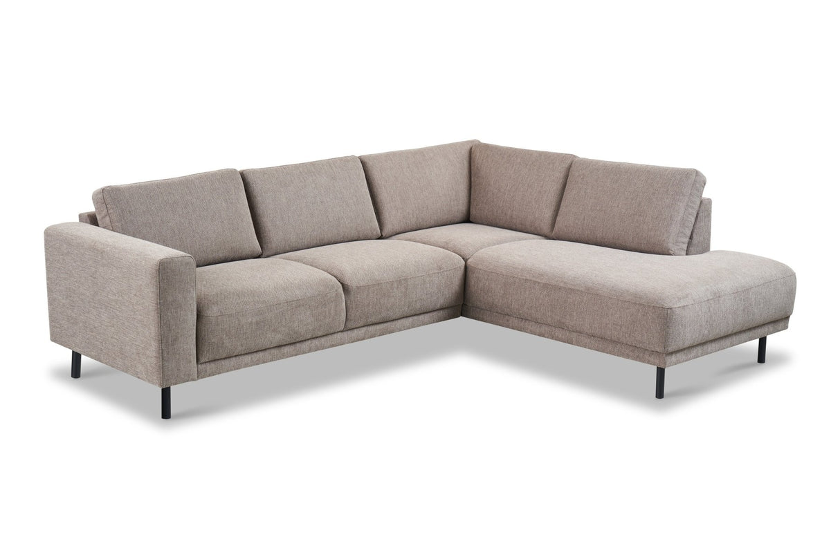 Moderner 3-Sitzer Ecksofa Rechts Taupe Stoff Aniko mit Liege 240x197x78 cm