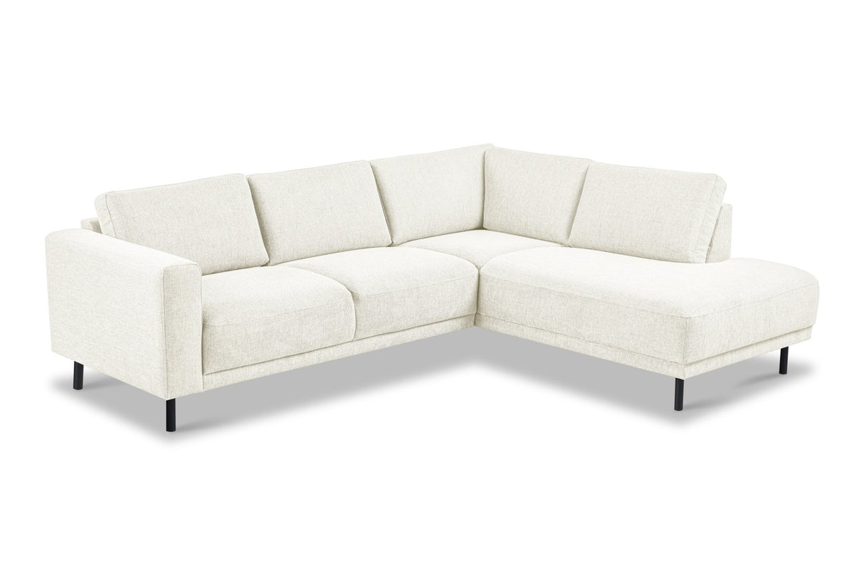 Moderner 3-Sitzer Ecksofa Rechts Beige Stoff Aniko mit Liege 240x197x78 cm