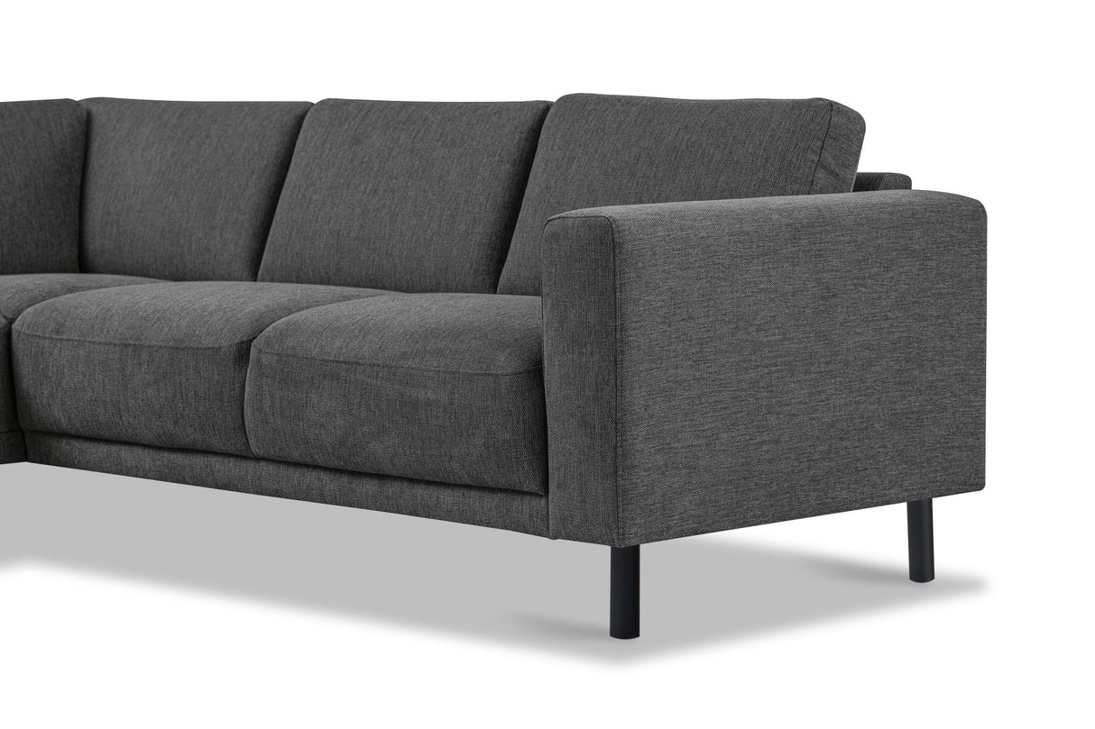 Modernes 3-Sitzer Ecksofa links anthrazit Stoff Aniko mit Liege 240x197x78 cm