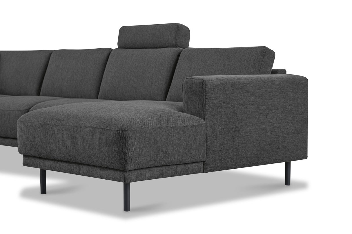 Modernes U-Sofa Ecksofa links Anthrazit Stoff Aniko 310x197x78 cm