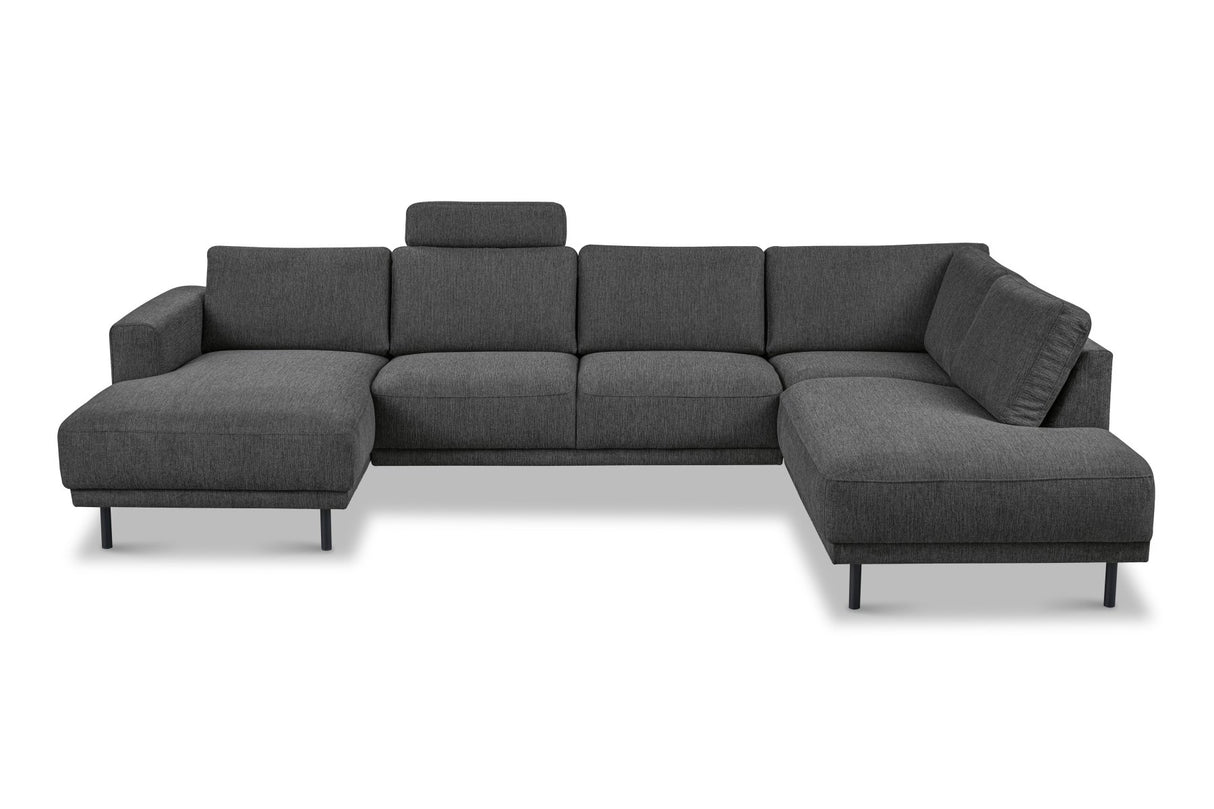 Modernes U-Sofa Ecksofa rechts Anthrazit Stoff Aniko 310x197x78 cm