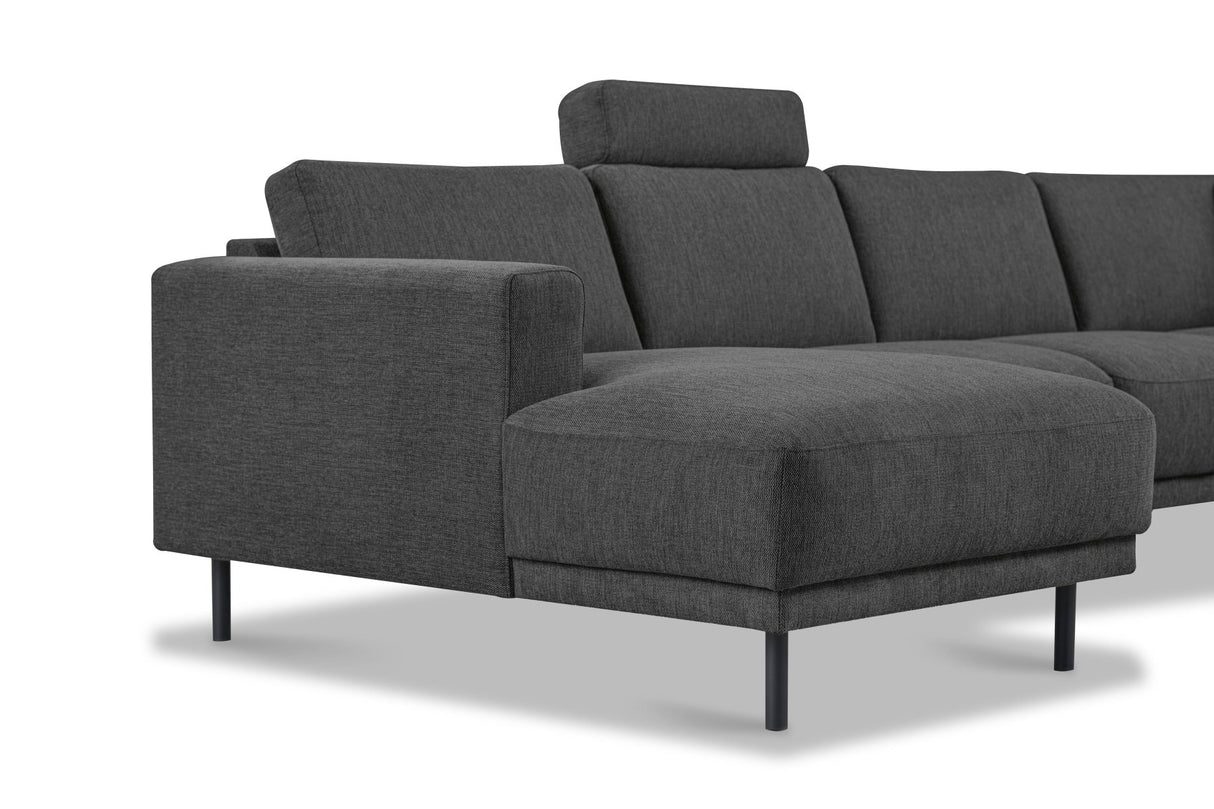 Modernes U-Sofa Ecksofa rechts Anthrazit Stoff Aniko 310x197x78 cm