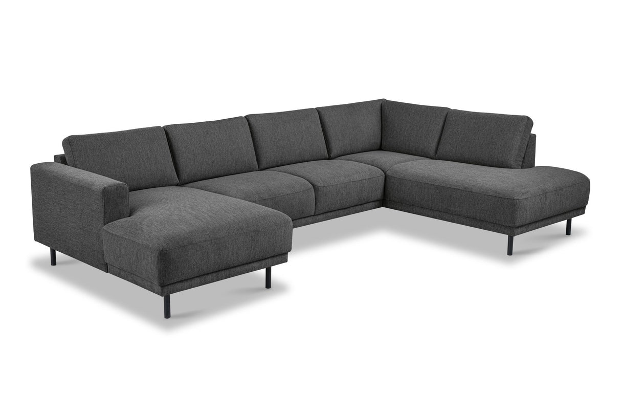 Modernes U-Sofa Ecksofa rechts Anthrazit Stoff Aniko 310x197x78 cm