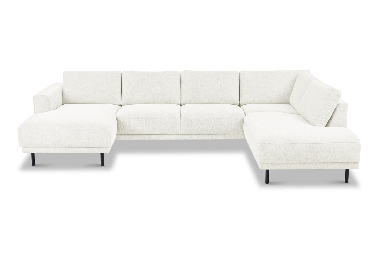 Modernes U-Sofa Ecksofa rechts beige Stoff Aniko 310x197x78 cm