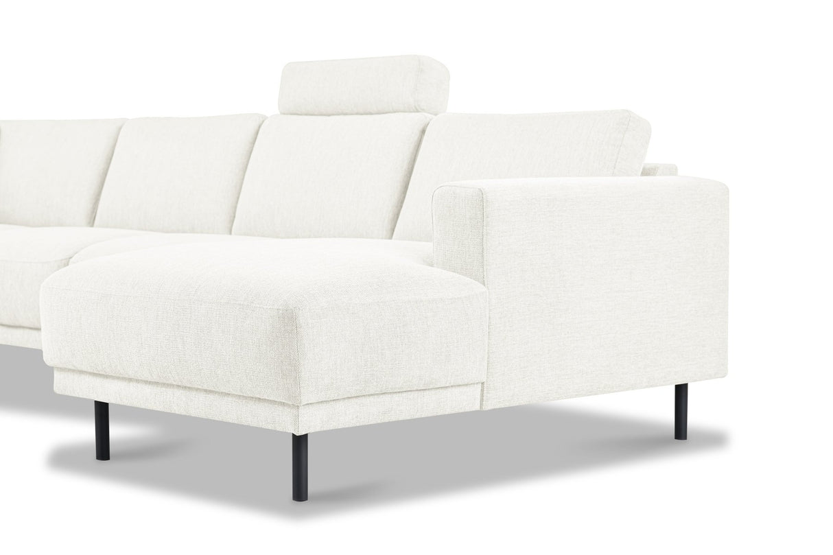 Modernes U-Sofa Ecksofa links beige Stoff Aniko 310x197x78 cm
