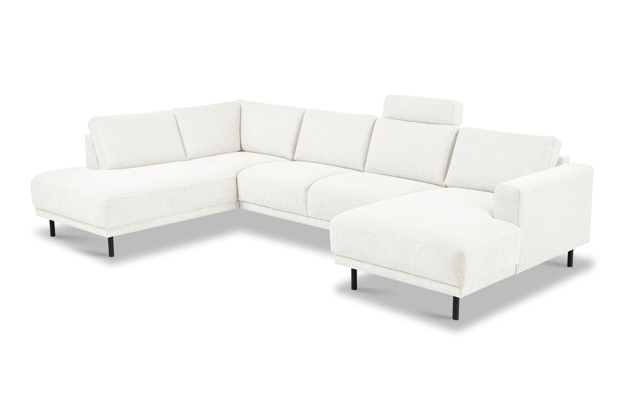 Modernes U-Sofa Ecksofa links beige Stoff Aniko 310x197x78 cm