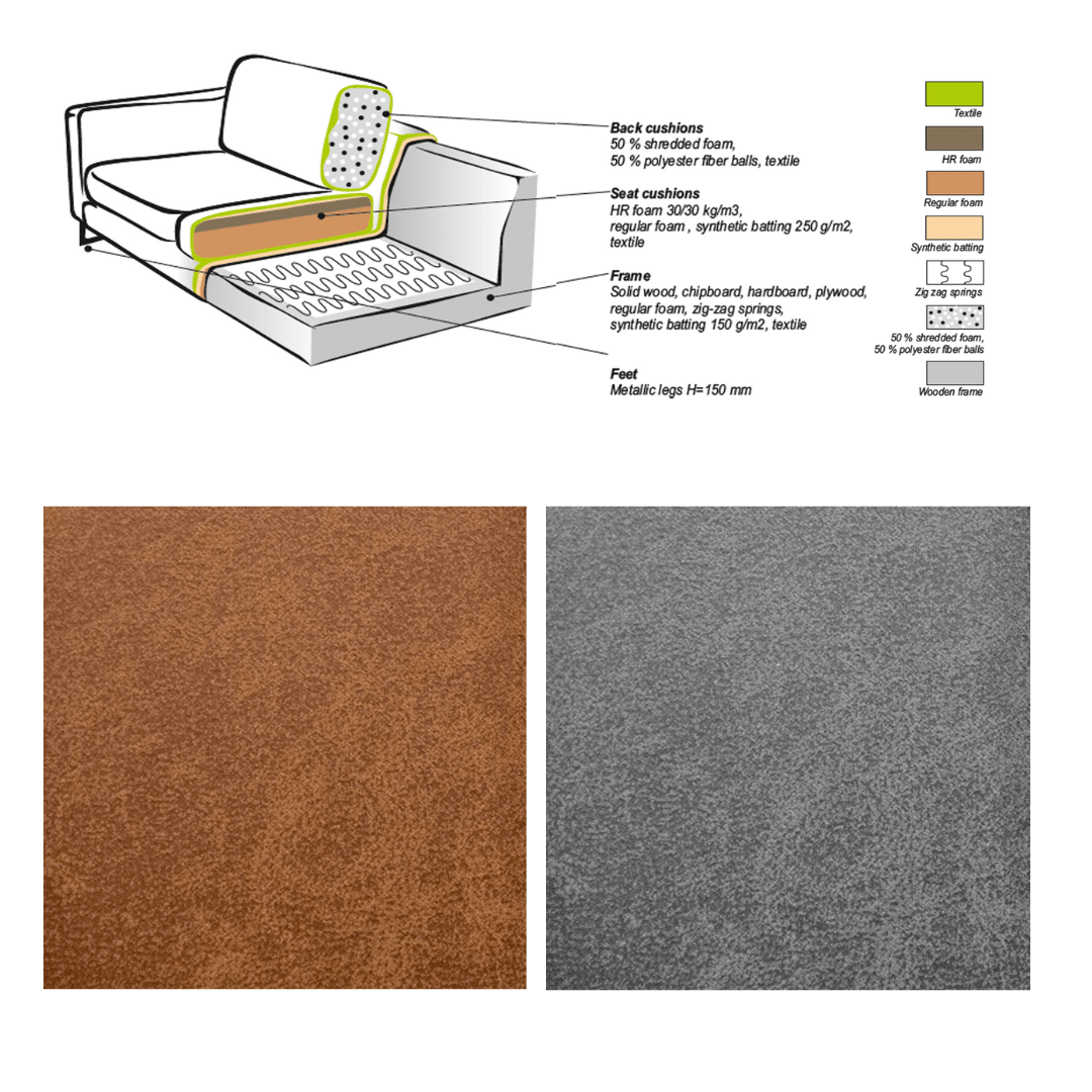 Ecksofa grau Mikrofaser Tulin - rechts