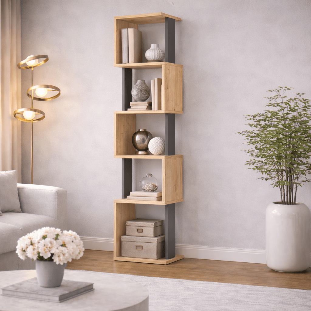 Bücherregal Piri Sonoma Eiche Anthrazit Melamin 35x161x30 cm