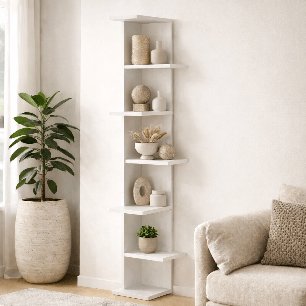 Bücherregal Saso Weiß Melamin 37x141x24 cm
