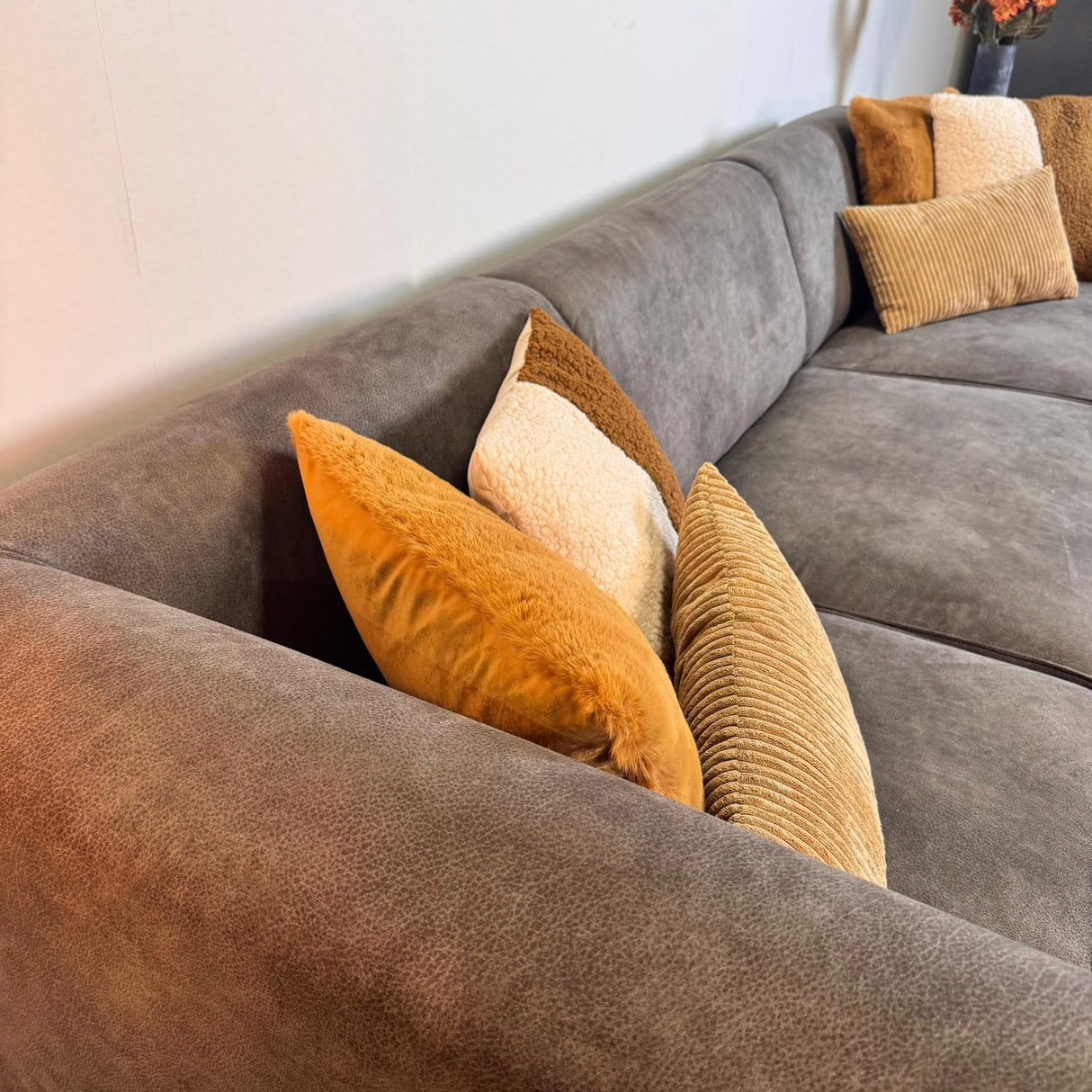 Industrielle Ecksofa anthrazit Eco-Leder Brisbane - links