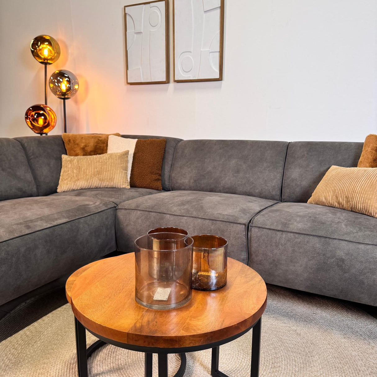 Industrielle Ecksofa anthrazit Eco-Leder Brisbane - links