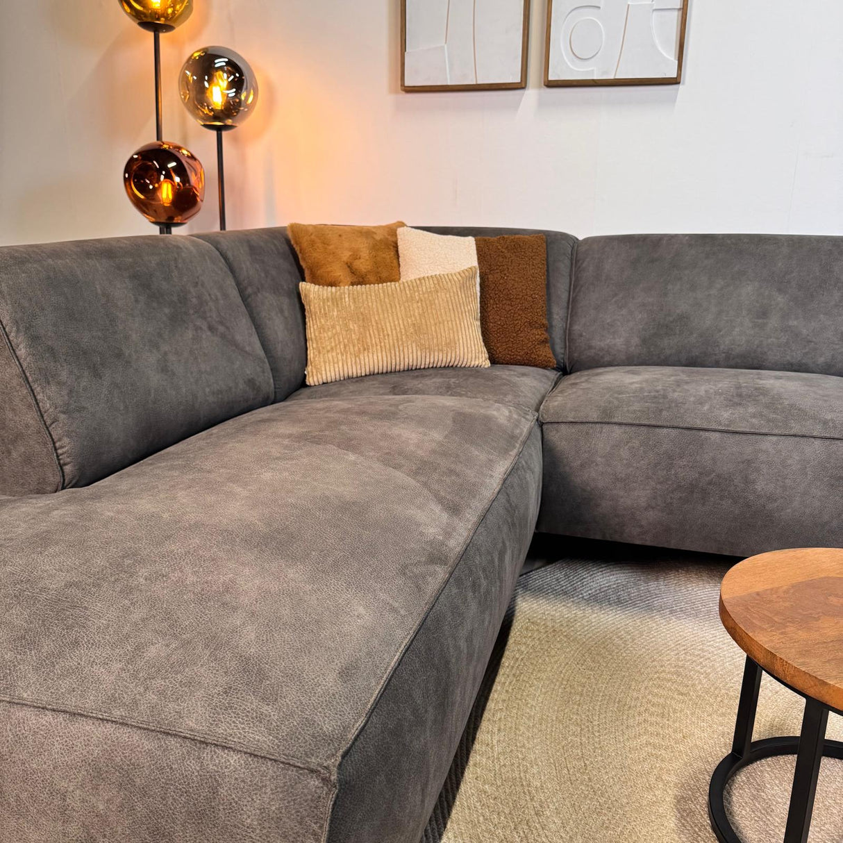 Industrielle Ecksofa anthrazit Eco-Leder Brisbane - links