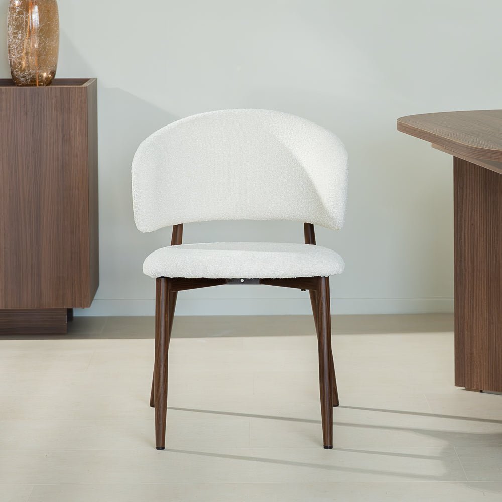 Esszimmerstühle-Japandi Esszimmerstuhl Yuka Beige - Rahmen in Walnussoptik -Dimehouse