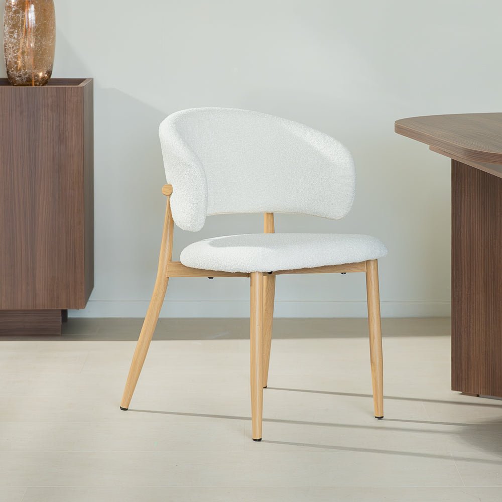 Esszimmerstühle-Japandi Esszimmerstuhl Yuka Beige - Rahmen in Eichenoptik -Dimehouse