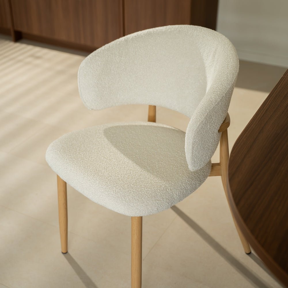 Esszimmerstühle-Japandi Esszimmerstuhl Yuka Beige - Rahmen in Eichenoptik -Dimehouse