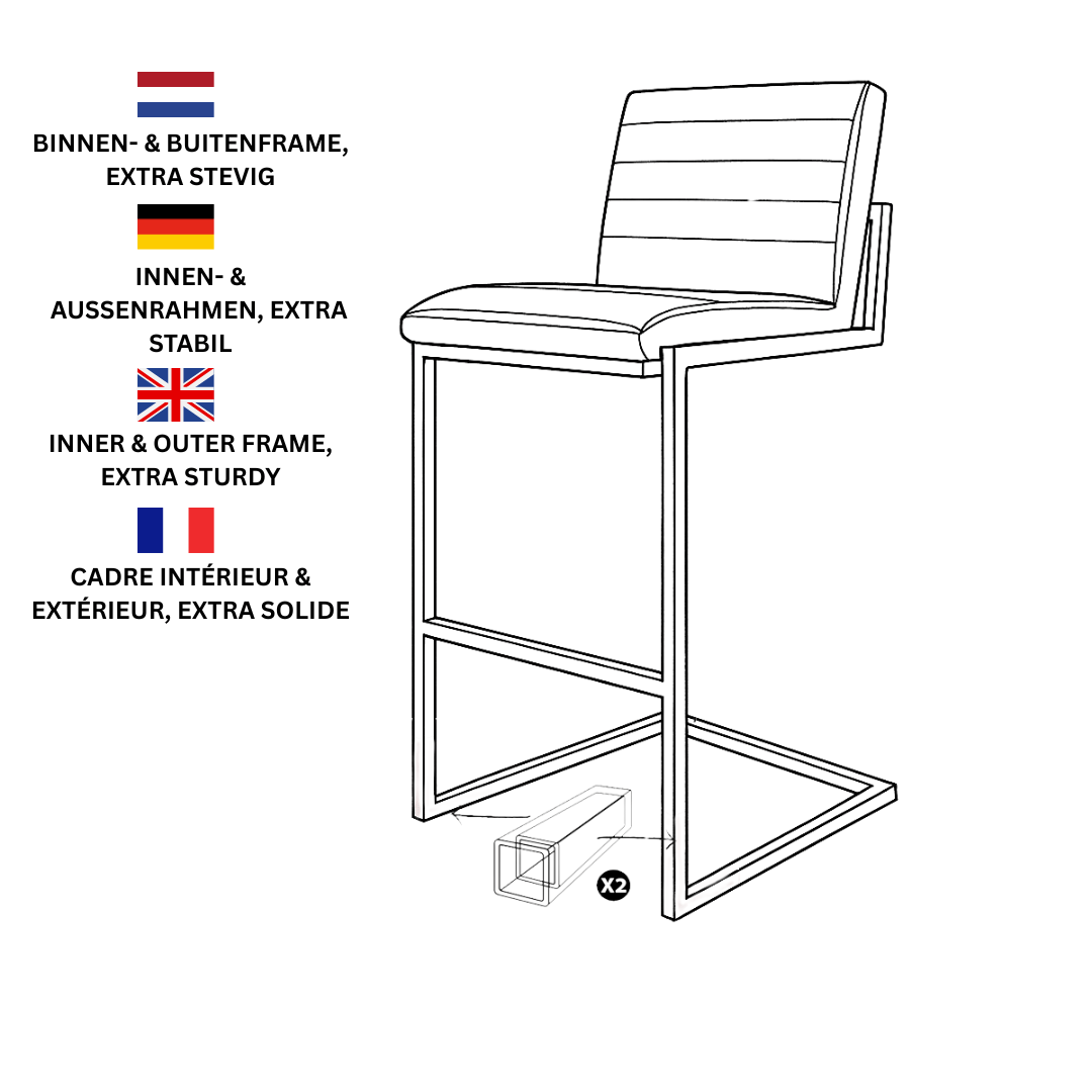 Industrieller Barhocker Kuba Cognac PU - 78 cm Sitzhöhe - Ohne Armlehnen