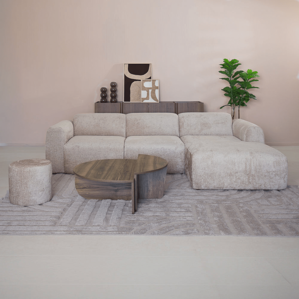 Banken-Ecksofa Sand Chenille Stoff - 272x170 cm - Shane - rechts -Dimehouse